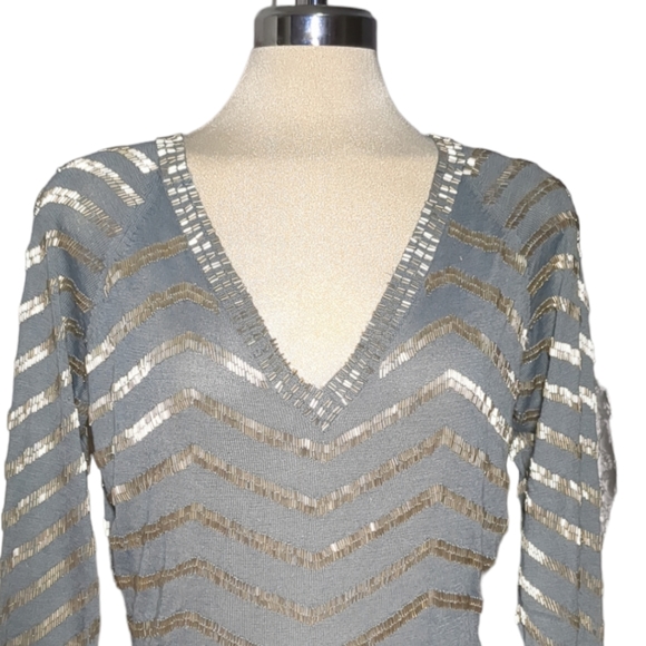 B0ST0N PROPER Grey and Silver Beaded Embellishments Sweater h Size L - Picture 9 of 10